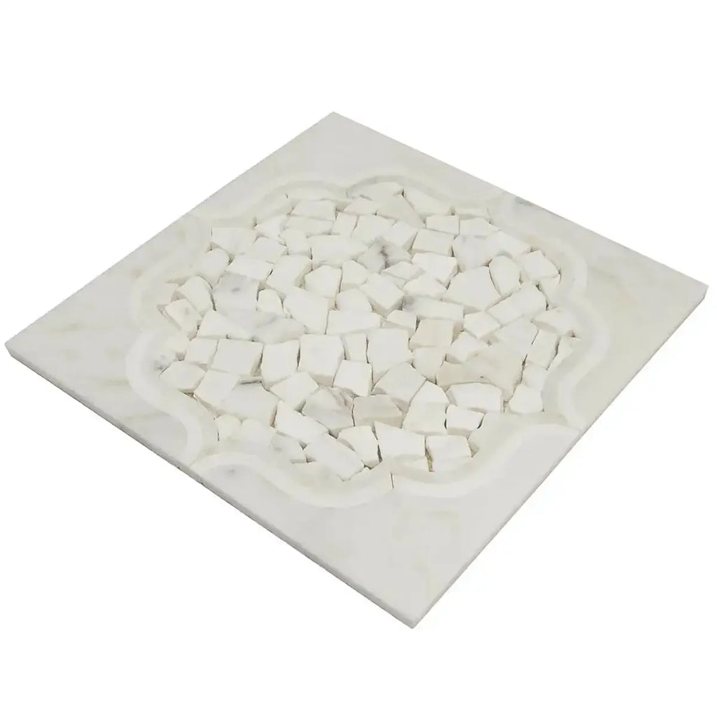 Santorini Medallion White Marble Mosaic Tile | Tile Club
