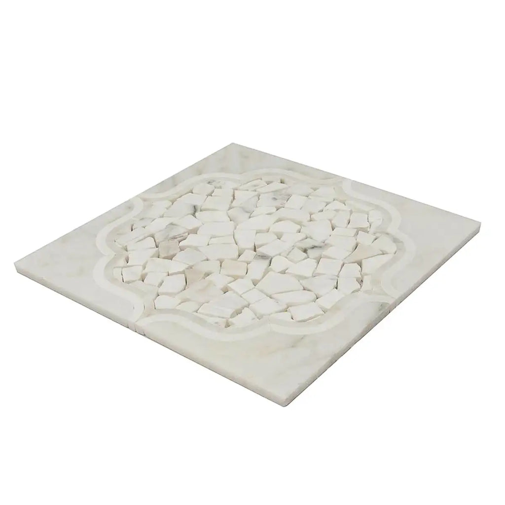Santorini Medallion White Marble Mosaic Tile | Tile Club
