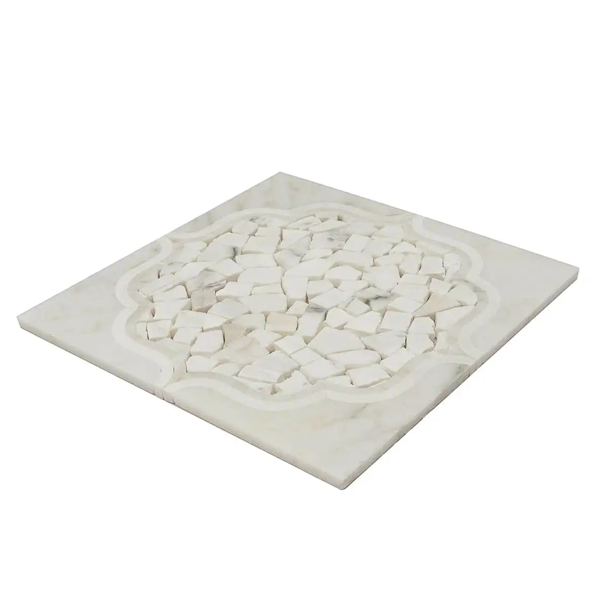 Santorini Medallion White Marble Mosaic Tile | Tile Club