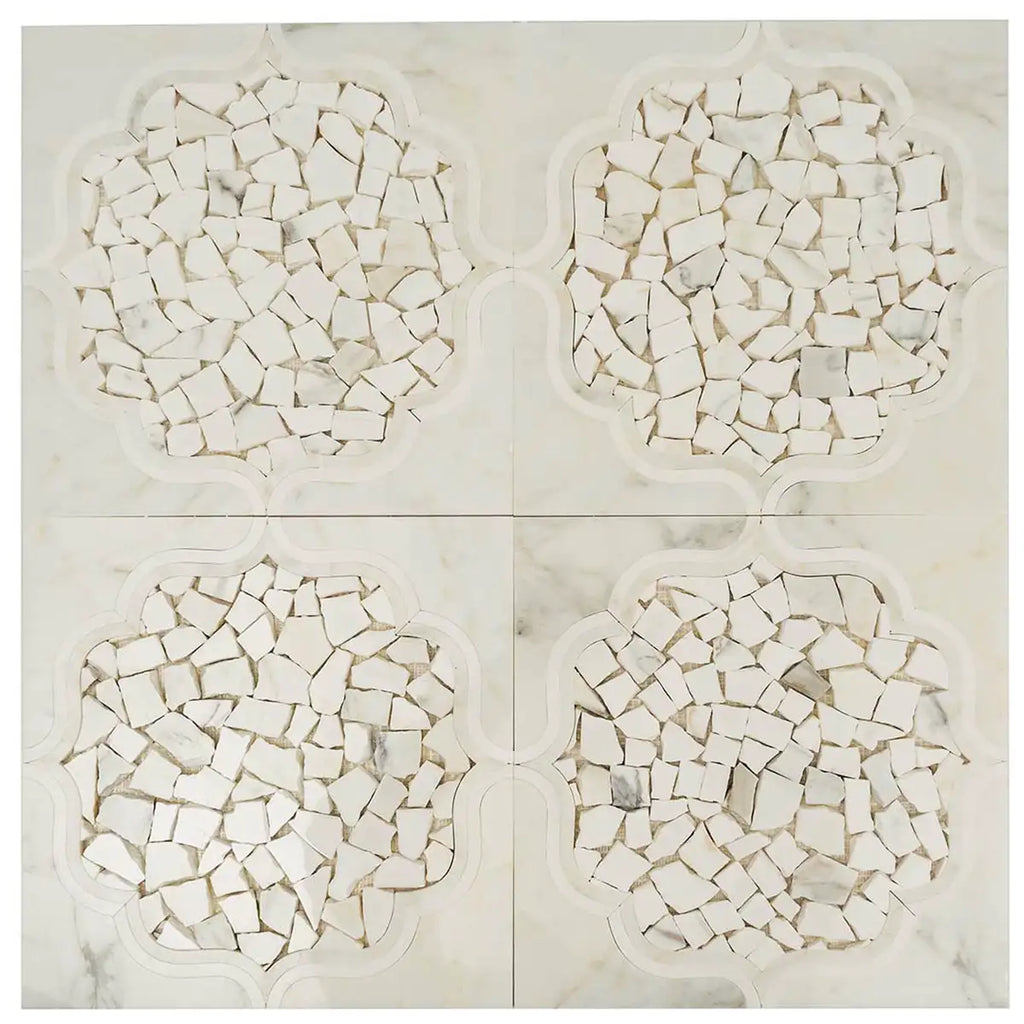 Santorini Medallion White Marble Mosaic Tile | Tile Club