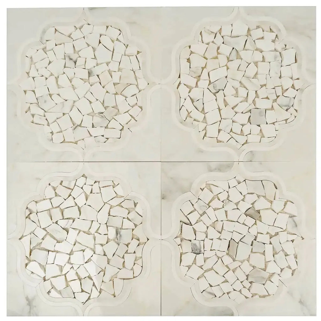 Santorini Medallion White Marble Mosaic Tile | Tile Club