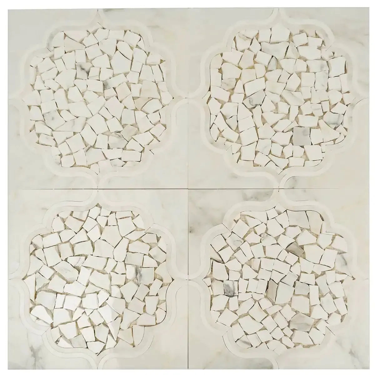 Santorini Medallion White Marble Mosaic Tile | Tile Club
