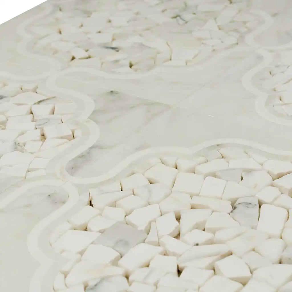 Santorini Medallion White Marble Mosaic Tile | Tile Club