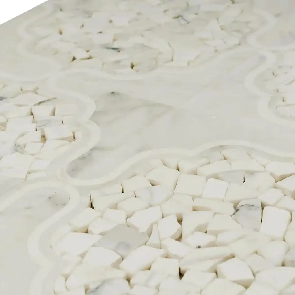 Santorini Medallion White Marble Mosaic Tile | Tile Club