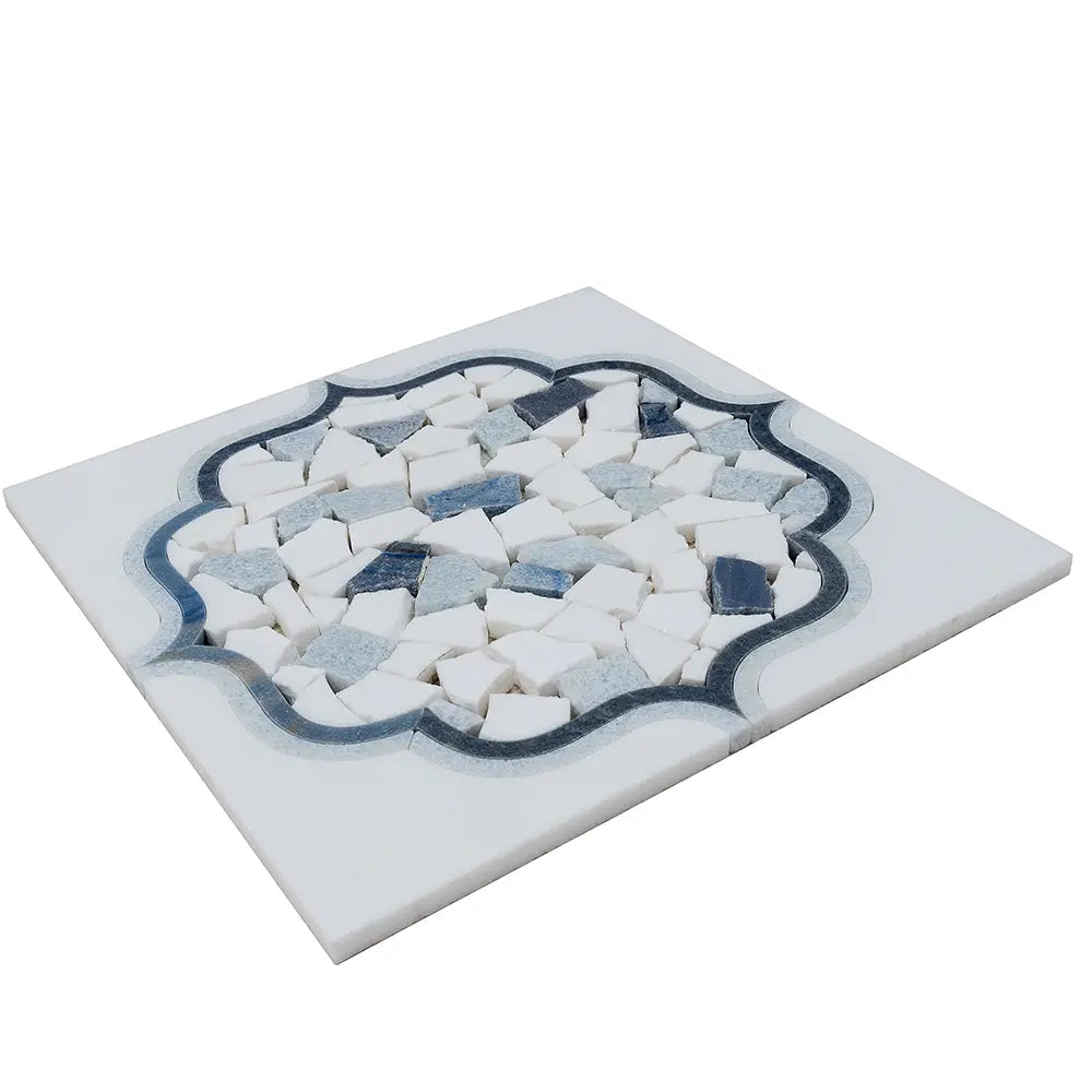 Santorini Medallion Blue Marble Mosaic Tile | Tile Club