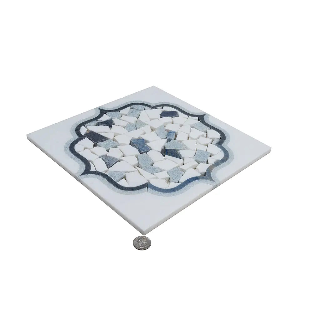 Santorini Medallion Blue Marble Mosaic Tile | Tile Club