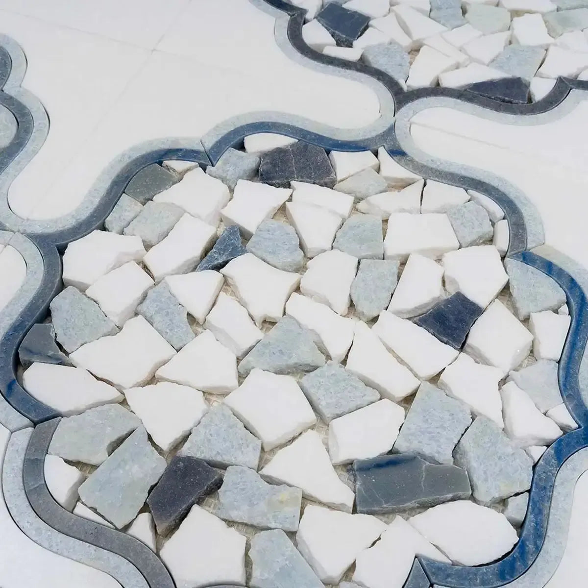 Santorini Medallion Blue Marble Mosaic Tile | Tile Club
