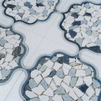 Santorini Medallion Blue Marble Mosaic Tile | Tile Club