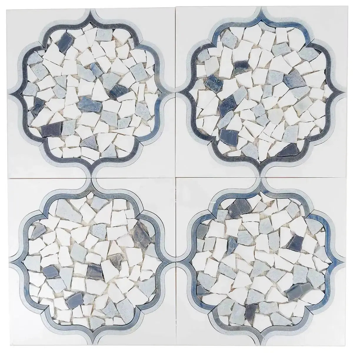 Santorini Medallion Blue Marble Mosaic Tile | Tile Club