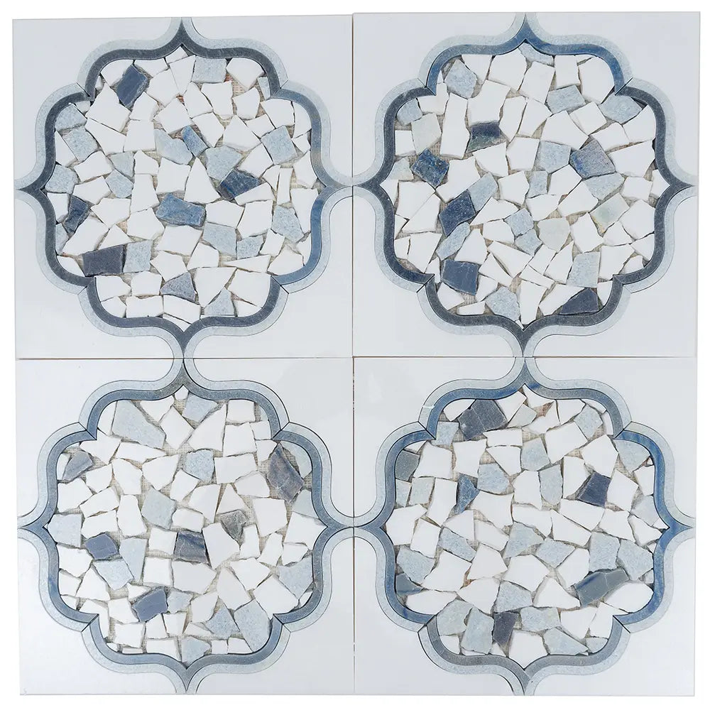 Santorini Medallion Blue Marble Mosaic Tile | Tile Club