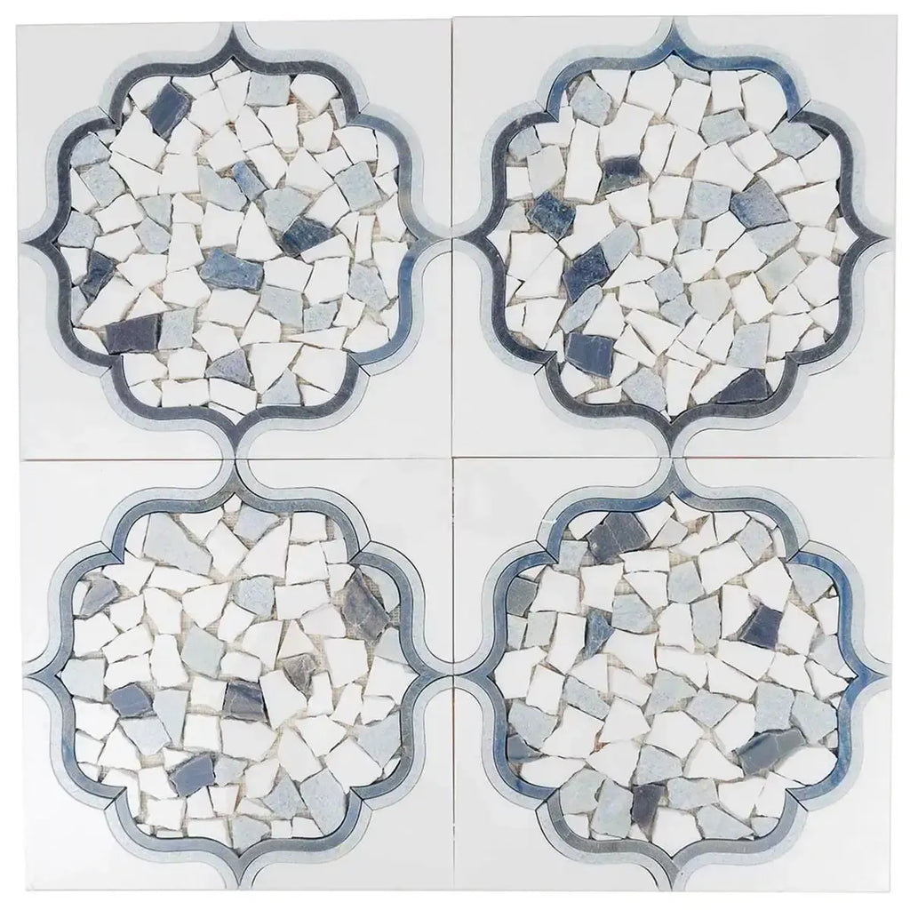 Santorini Medallion Blue Marble Mosaic Tile | Tile Club