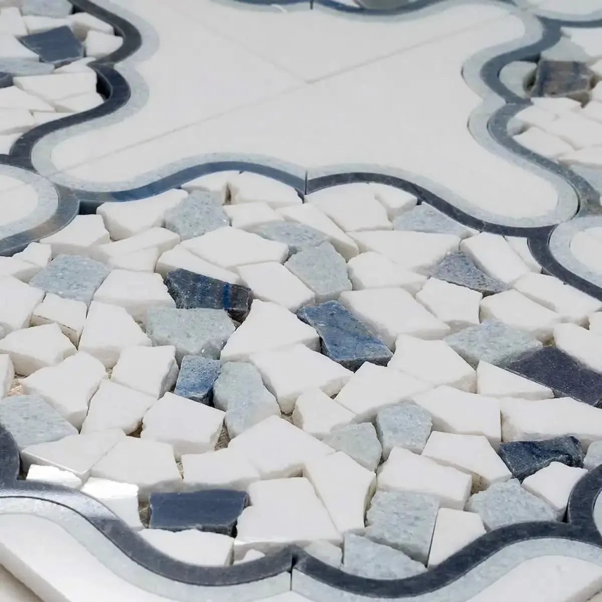Santorini Medallion Blue Marble Mosaic Tile | Tile Club
