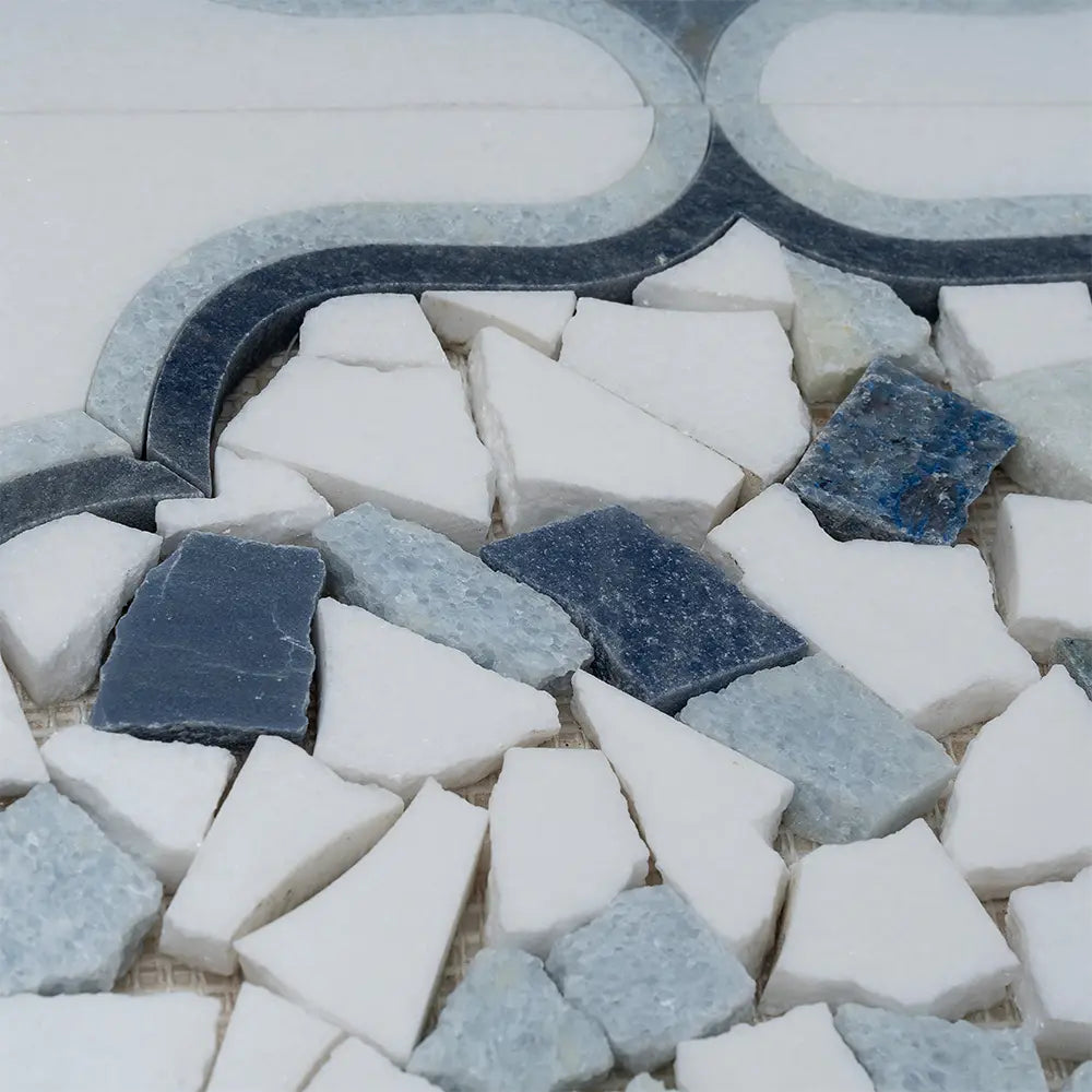 Santorini Medallion Blue Marble Mosaic Tile | Tile Club