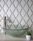 Arabesque Tile With Wooden Beige Lines