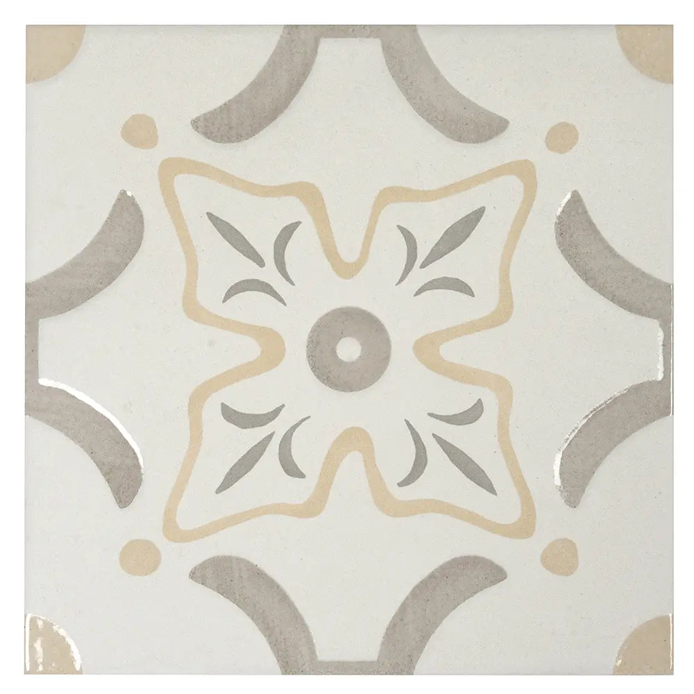 San Clemente Taupe Flower 8.78 x 8.78 Porcelain Tile | Tile Club