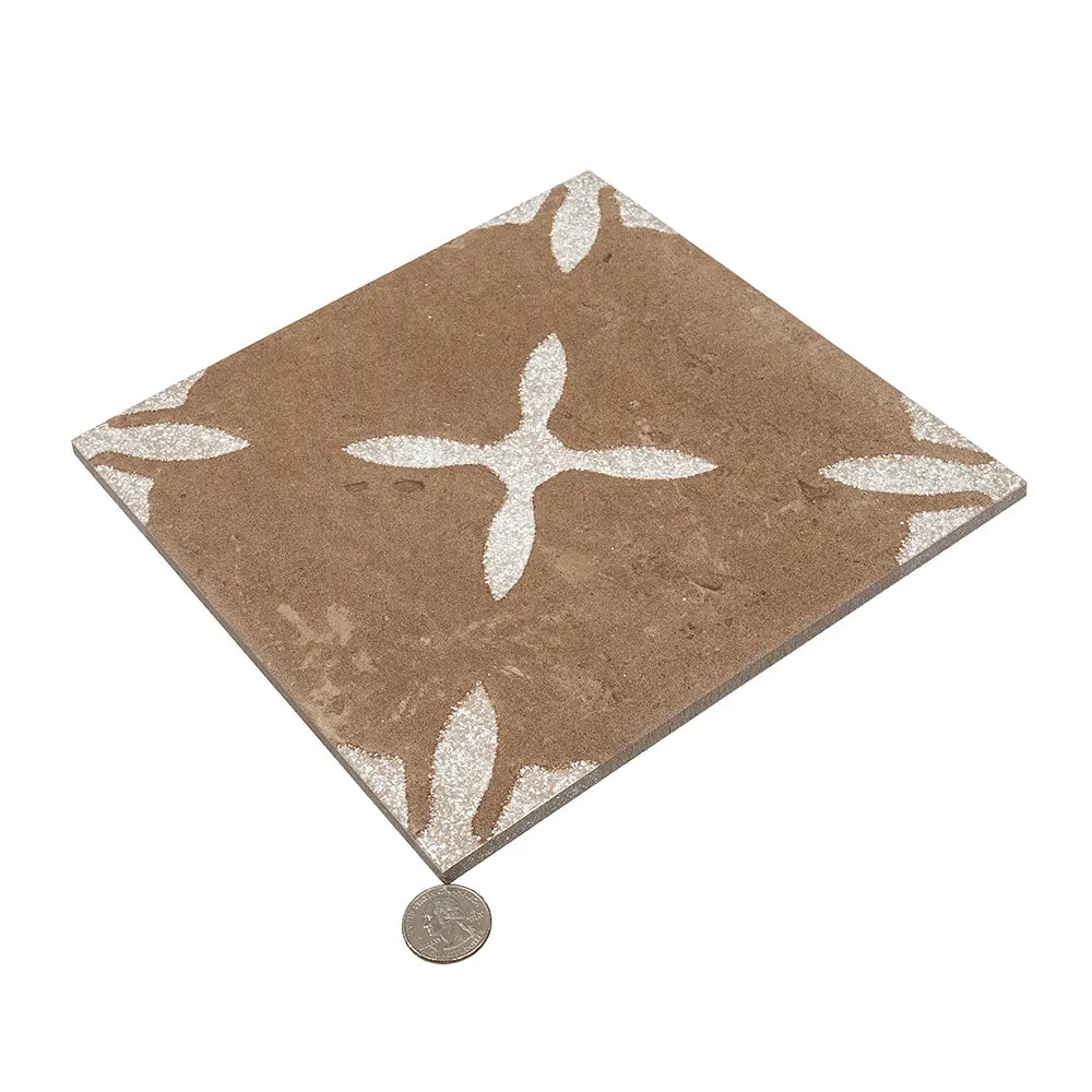 San Clemente Coffee Flower 8.78 x 8.78 Porcelain Tile | Tile Club
