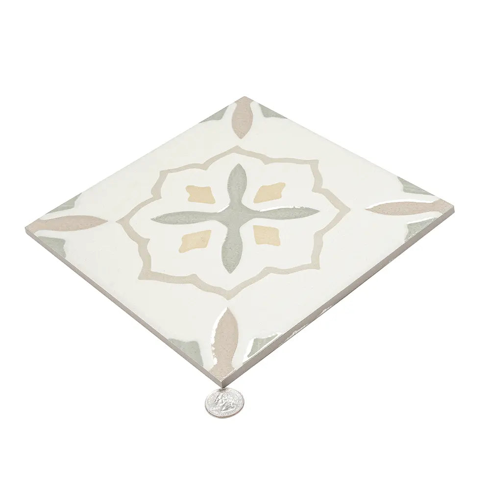 San Clemente Olive Flower 8.78 x 8.78 Porcelain Tile | Spanish San Clemente Olive Flower 8.78 x 8.78 Porcelain Tile | Spanish