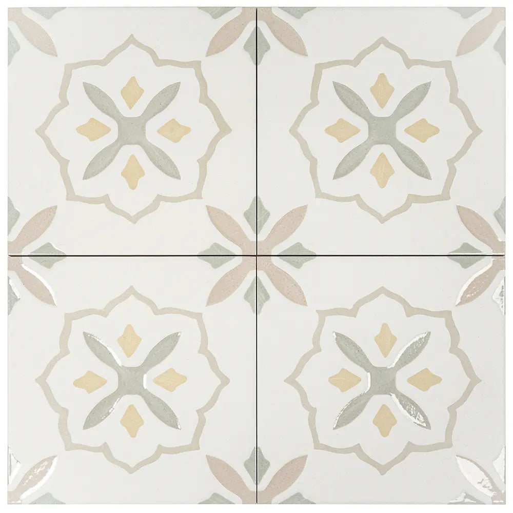 San Clemente Olive Flower 8.78 x 8.78 Porcelain Tile | Tile Club