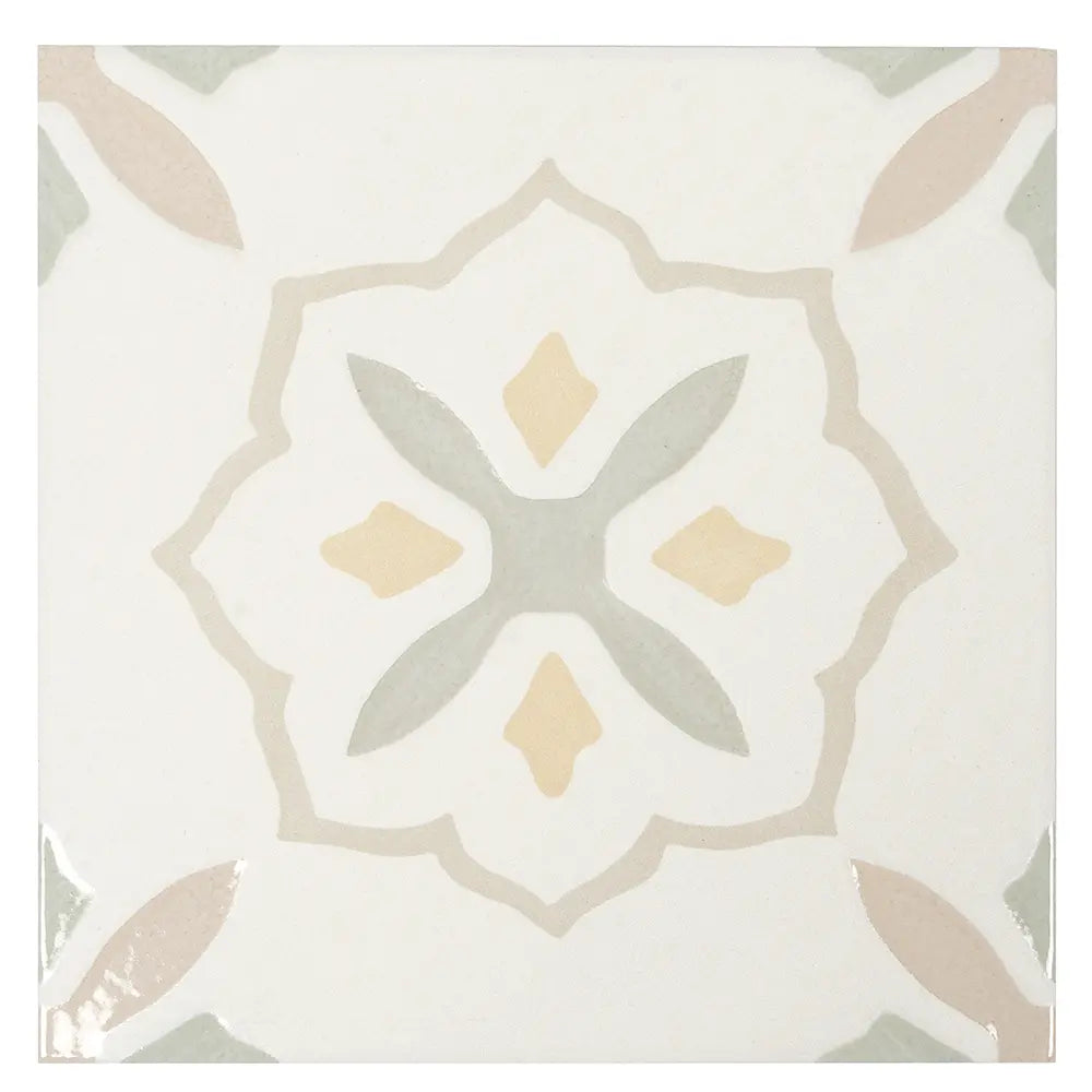 San Clemente Olive Flower 8.78 x 8.78 Porcelain Tile | Tile Club