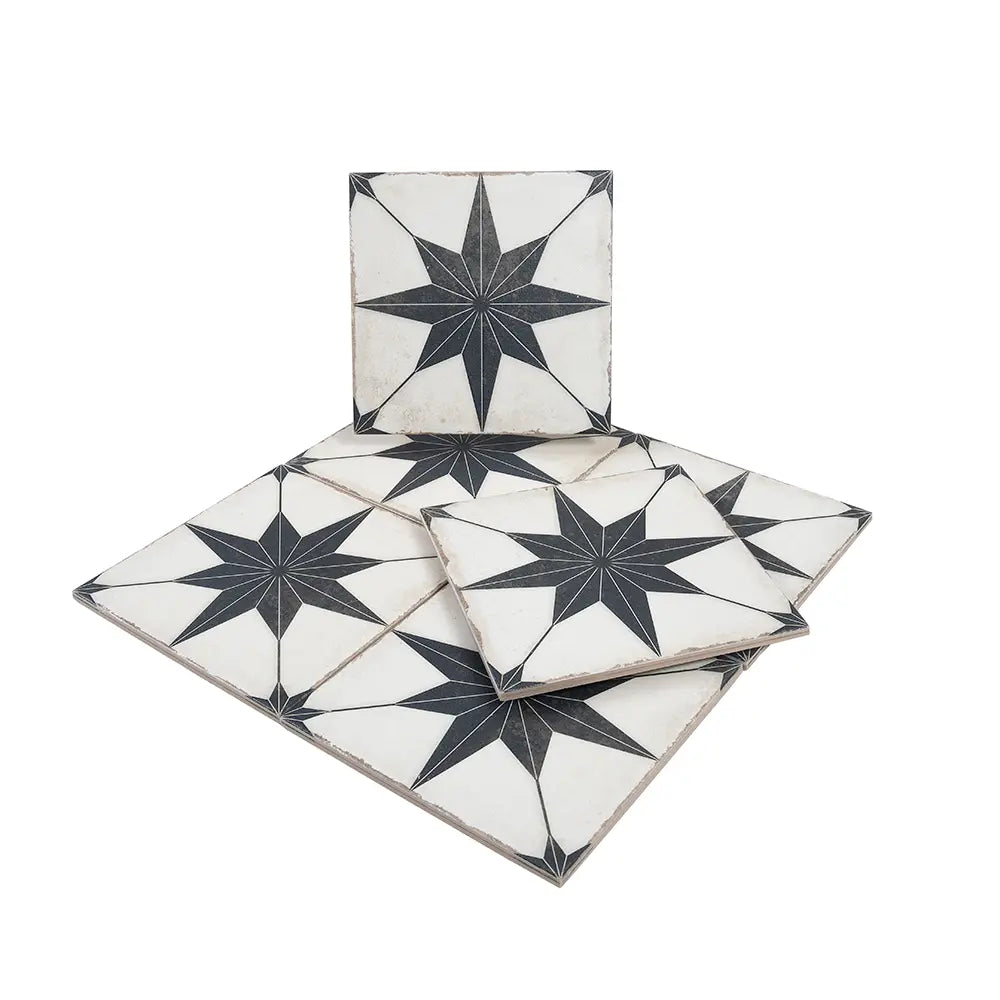 Ursa Black Star 7.87 x 7.87 Porcelain Tile | Tile Club