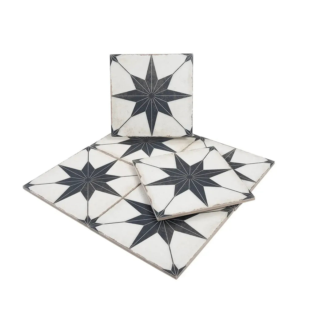 Ursa Black Star 7.87 x 7.87 Porcelain Tile | Tile Club