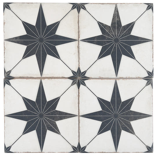 Ursa Black Star 7.87 x 7.87 Porcelain Tile | Tile Club