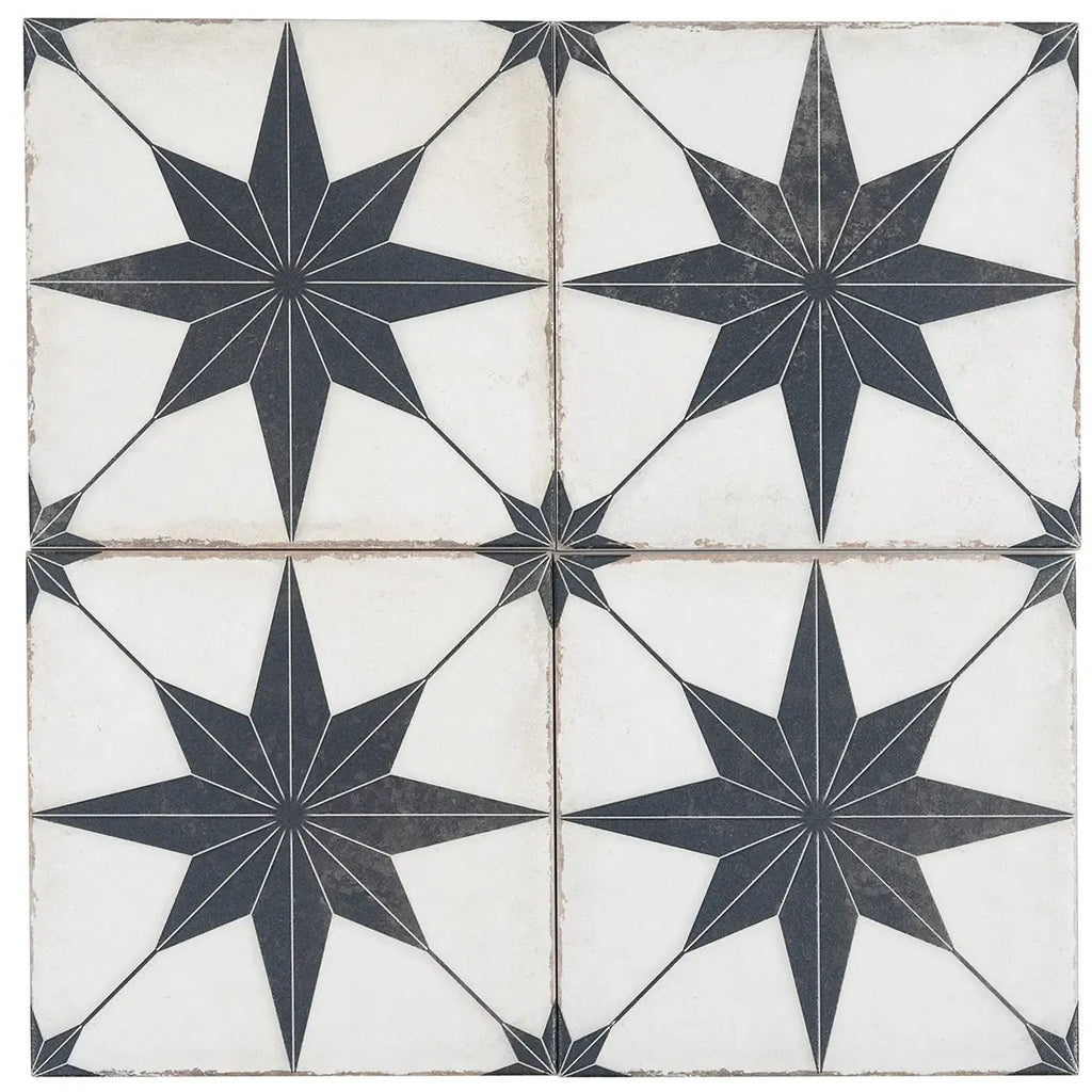 Ursa Black Star 7.87 x 7.87 Porcelain Tile | Tile Club