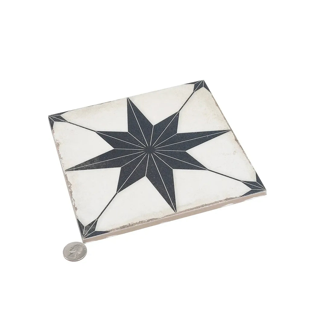 Ursa Black Star 7.87 x 7.87 Porcelain Tile | Tile Club