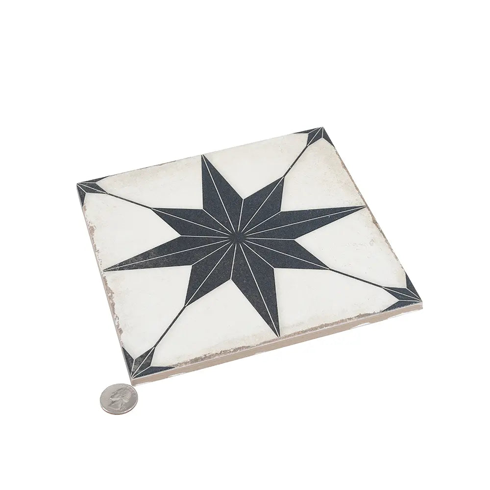 Ursa Black Star 7.87 x 7.87 Porcelain Tile | Tile Club
