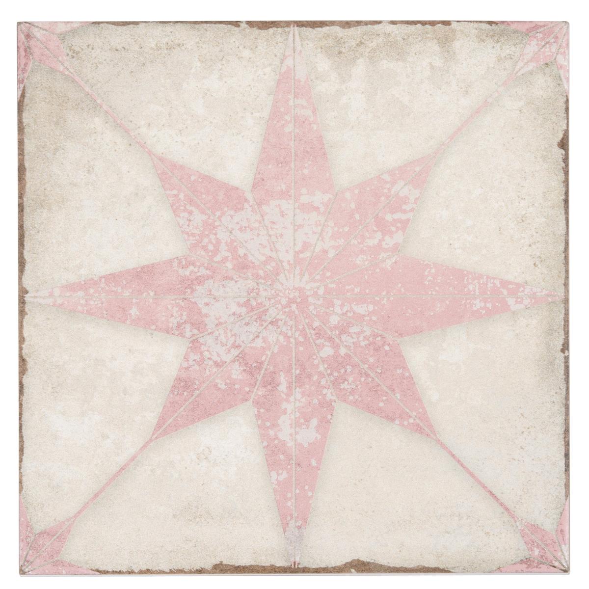 Retro pink star tile