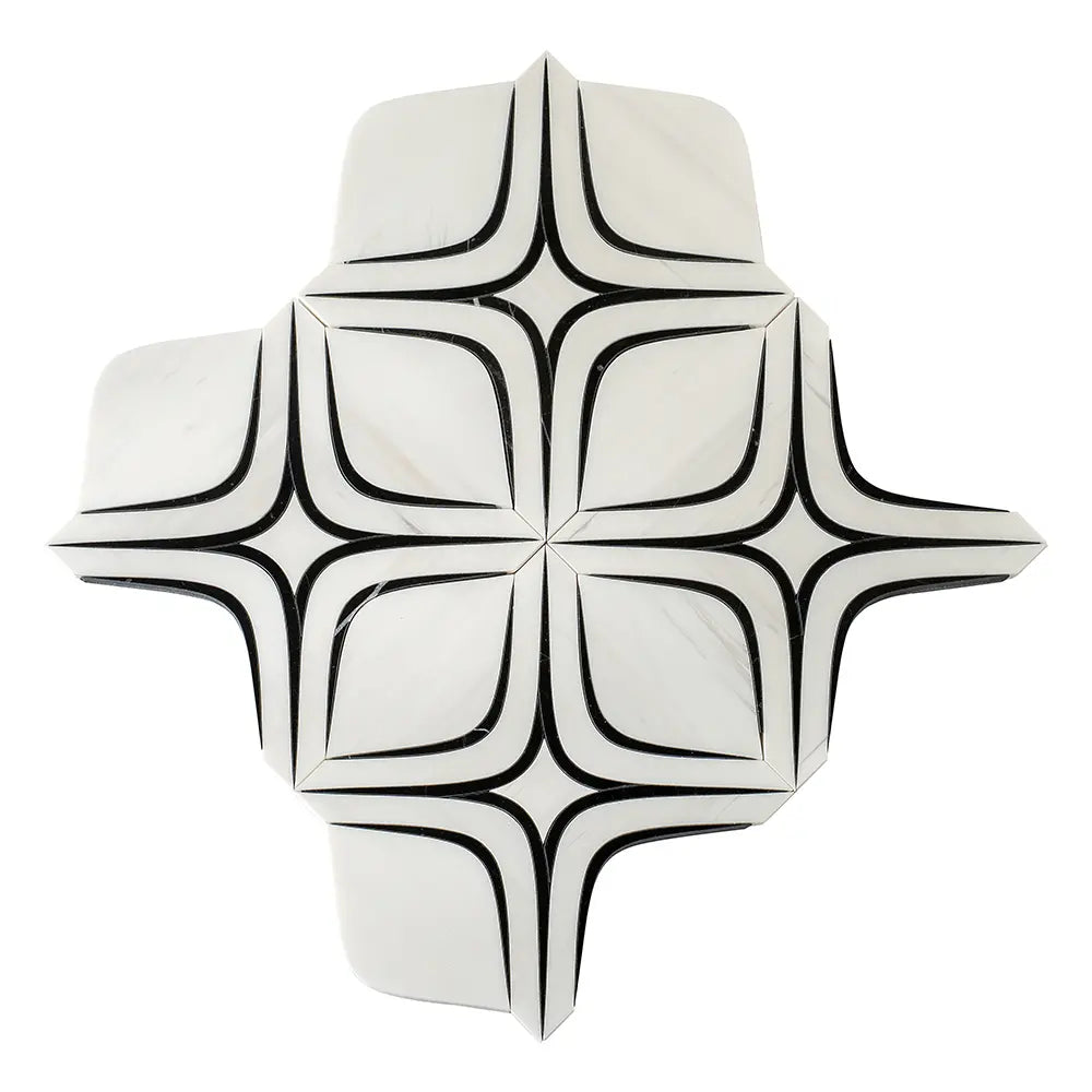 Santorini Retro Star White and Black Sample | Tile Club