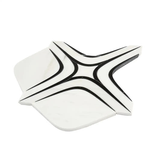 Santorini Retro Star White and Black Marble Mosaic Tile | Tile Club