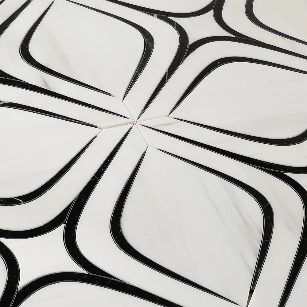 Santorini Retro Star White and Black Sample | Tile Club
