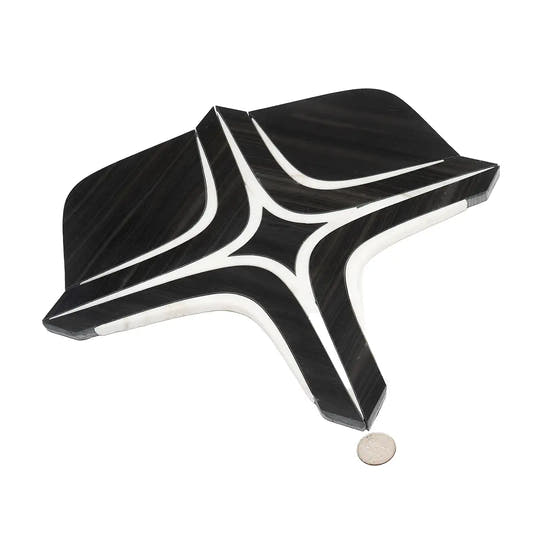 Santorini Retro Star Black Marble Mosaic Tile | Tile Club