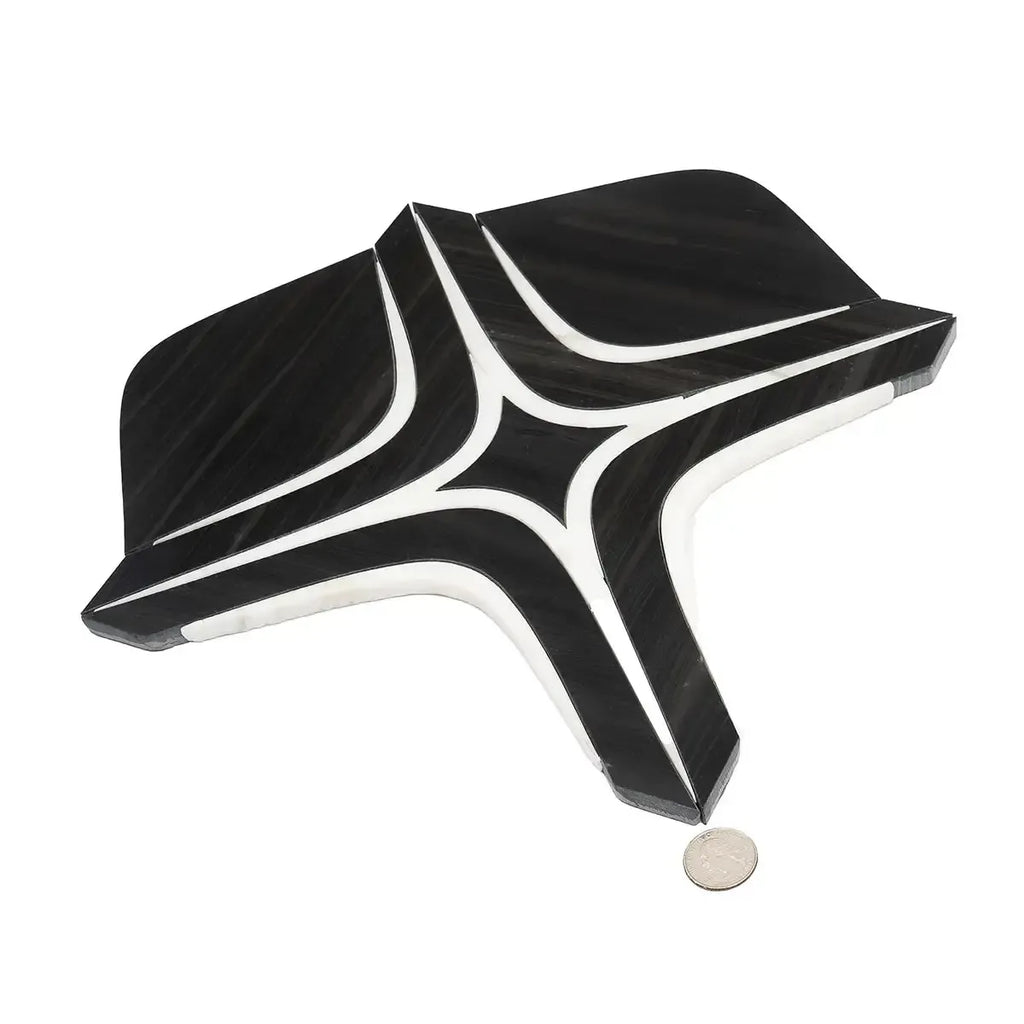 Santorini Retro Star Black Marble Mosaic Tile | Tile Club