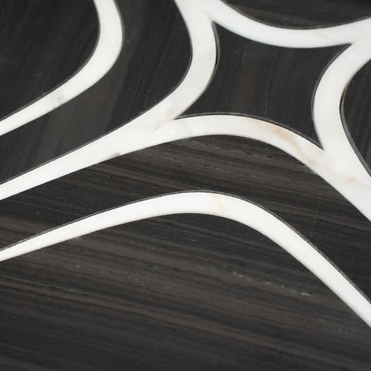 Santorini Retro Star Black Marble Mosaic Tile | Tile Club