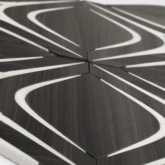 Santorini Retro Star Black Marble Mosaic Tile | Tile Club