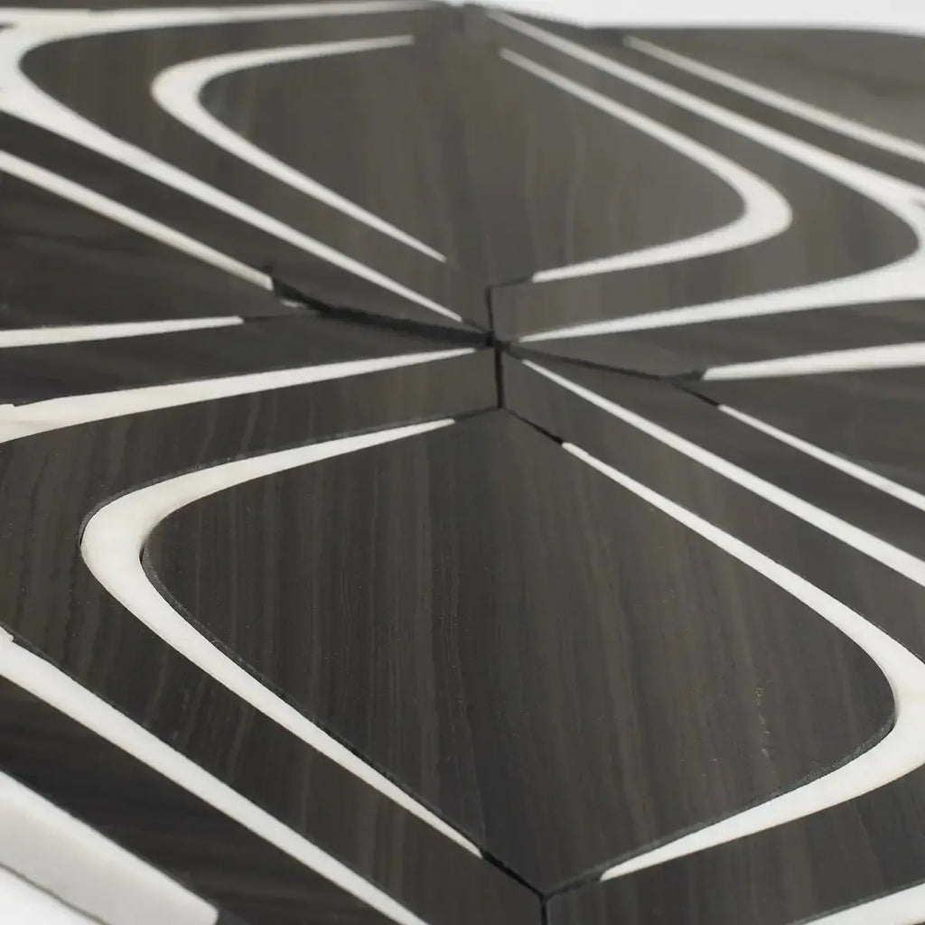 Santorini Retro Star Black Marble Mosaic Tile | Tile Club