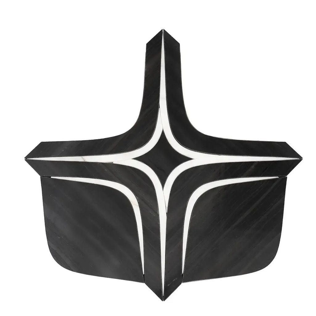 Santorini Retro Star Black Marble Mosaic Tile | Tile Club