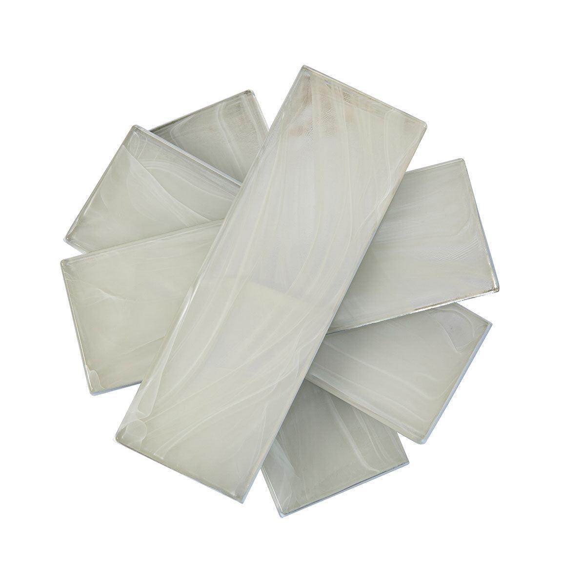 Sea Glass Platinum White 3X9 Tile | Tile Club