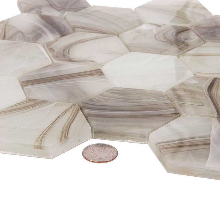 Sea Glass Hexagon Amber Mosaic Tile | Tile Club
