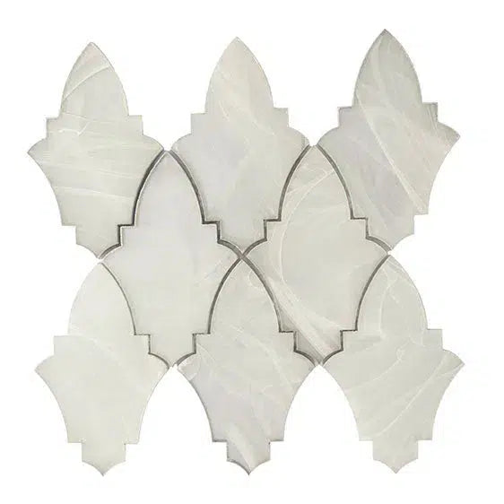 Sea Glass Louvre Platinum White Mosaic Tile