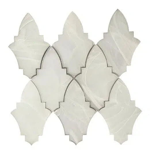 Sea Glass Louvre Platinum White Mosaic Tile Sample