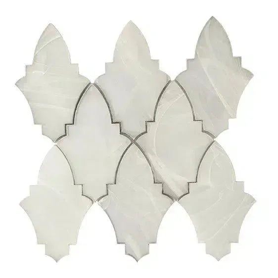 Sea Glass Louvre Platinum White Mosaic Tile Sample