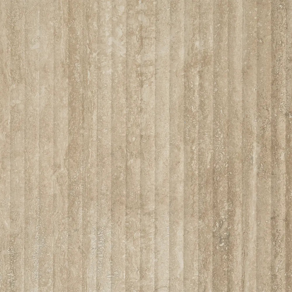 Eterica Fluted Sand Travertine 24x48 Porcelain Tile | Tile Club