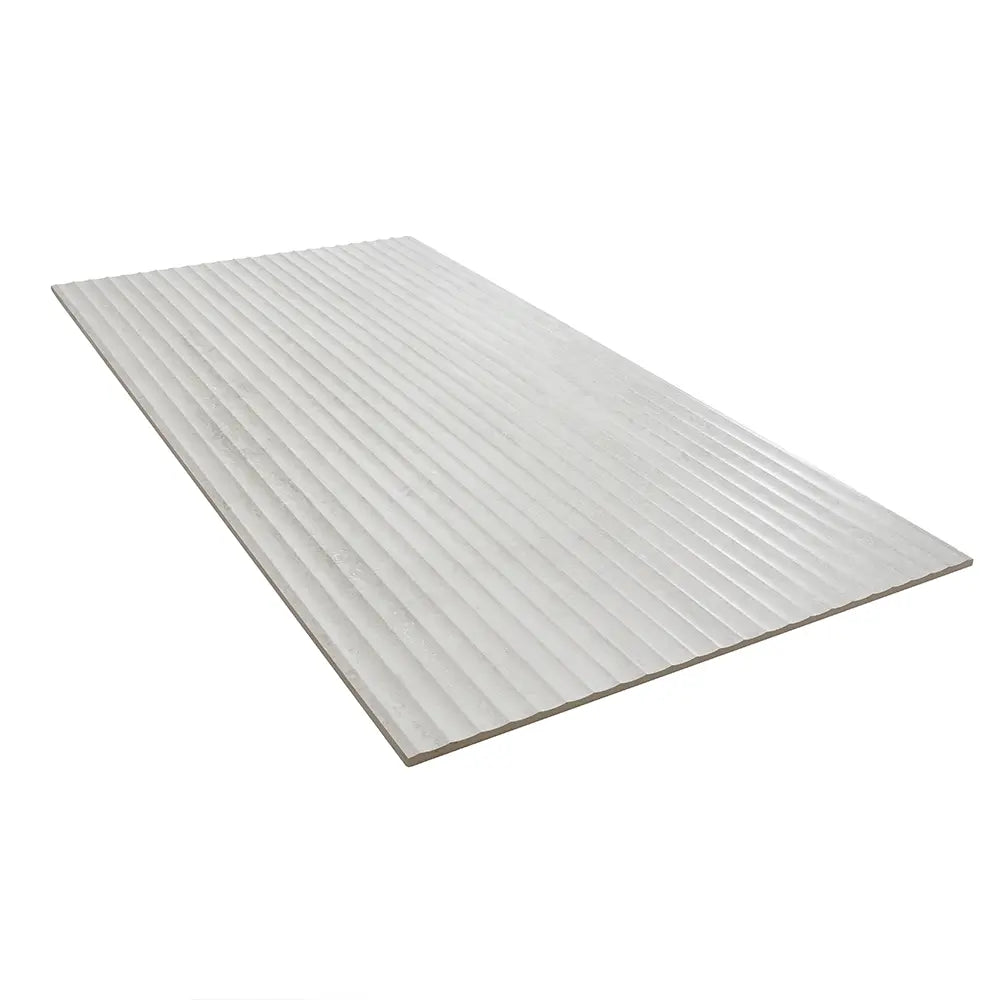 Eterica Fluted White Travertine 24x48 Porcelain Tile | Tile Club