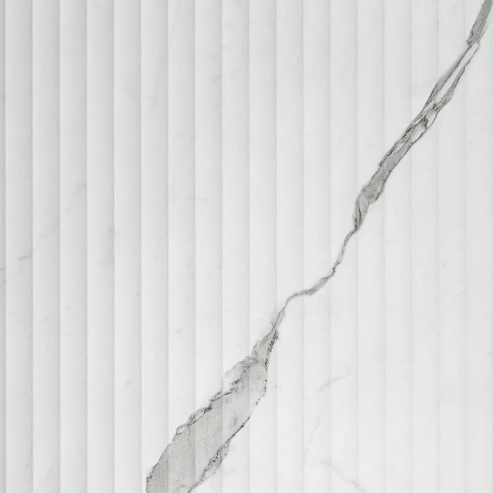 Eterica Fluted White & Gray Marbled 24x48 Porcelain Tile | Tile Club