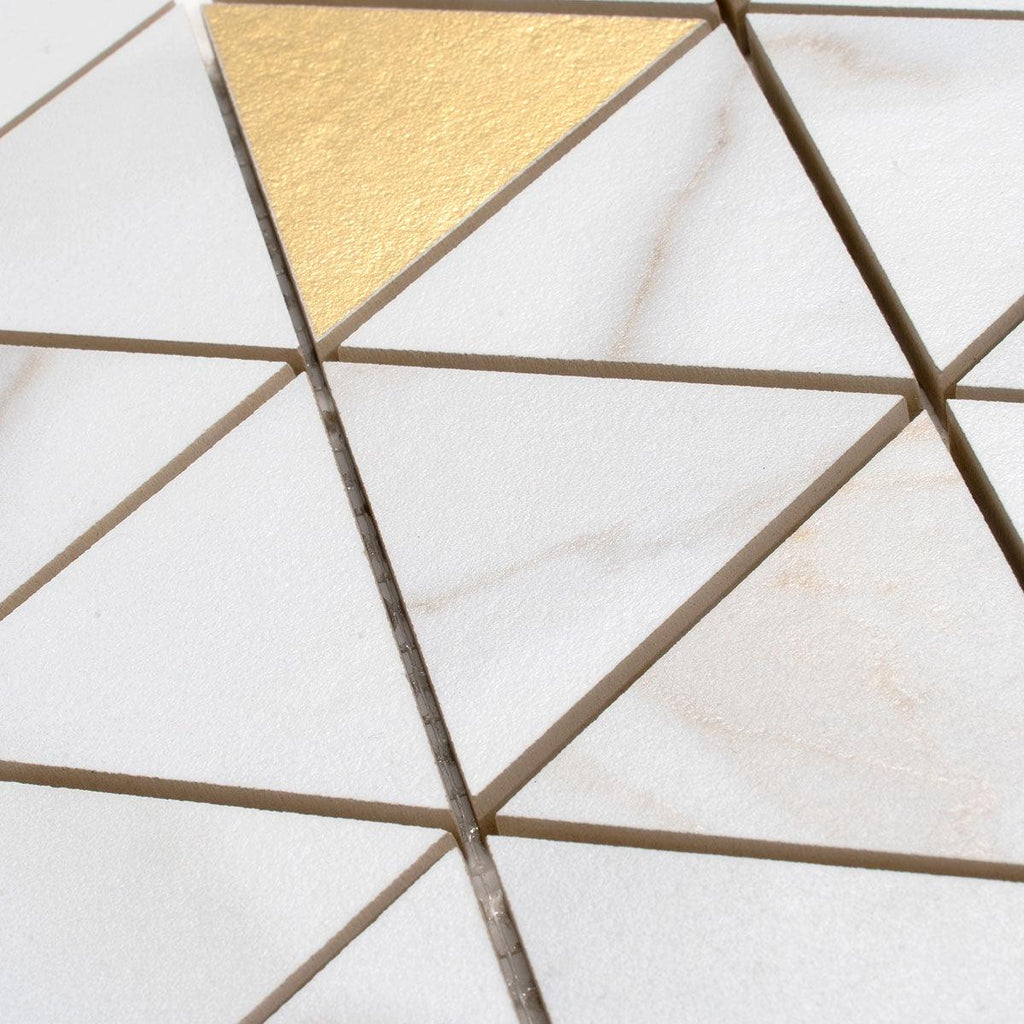 Panorama White Marbled Triangle Mosaic | Tile Club