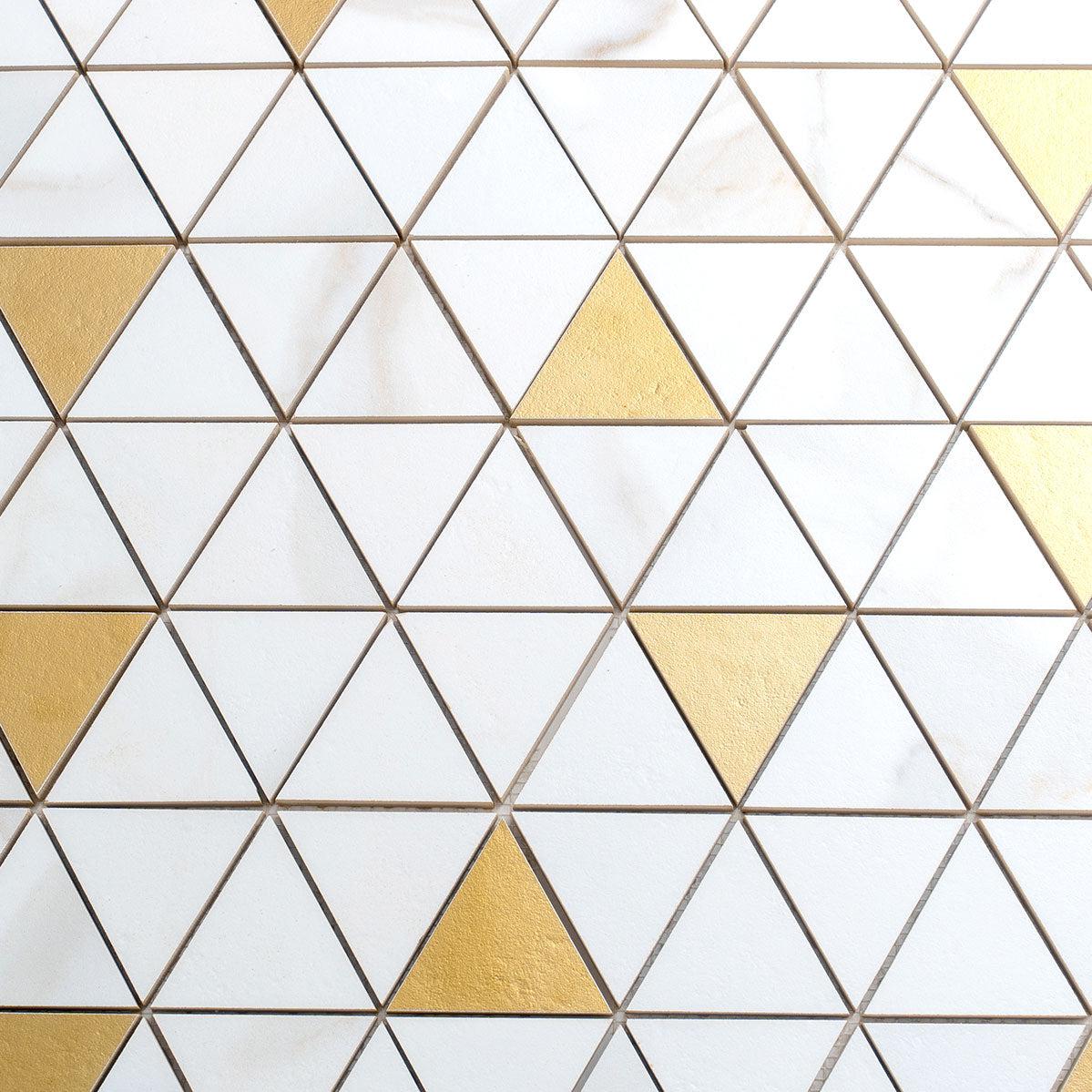 Panorama White Marbled Triangle Mosaic | Tile Club