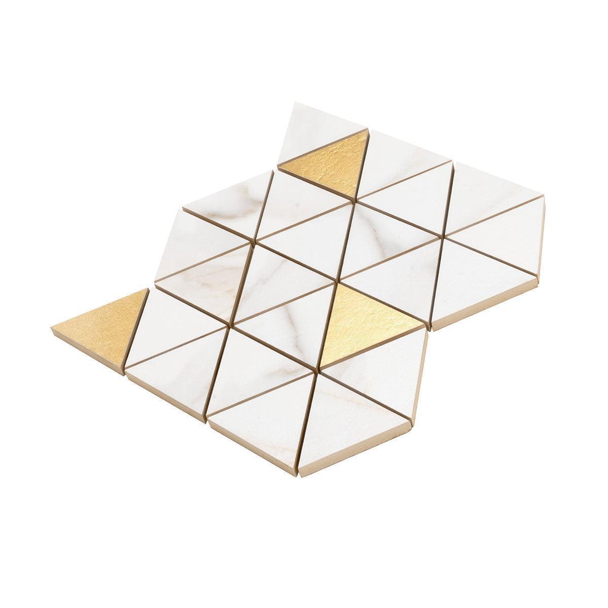 Panorama White Marbled Triangle Mosaic | Tile Club